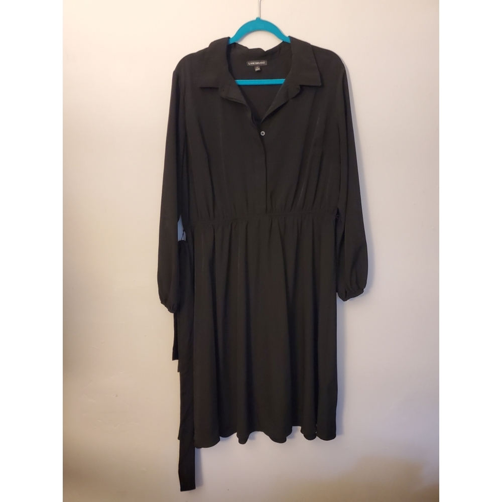 Black midi shirt dress